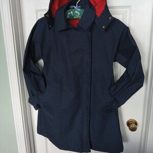J. Crew Belvedere A-Line Navy Blue Swing Rain Coat size S - NWOT
